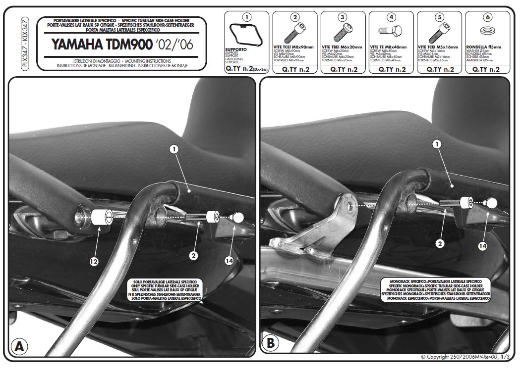 KAPPA STELAŻ KUFRÓW BOCZNYCH MONOKEY SIDE YAMAHA TDM 900 '02-'14 - TYLKO POD KUFRY K33N K'ROAD
