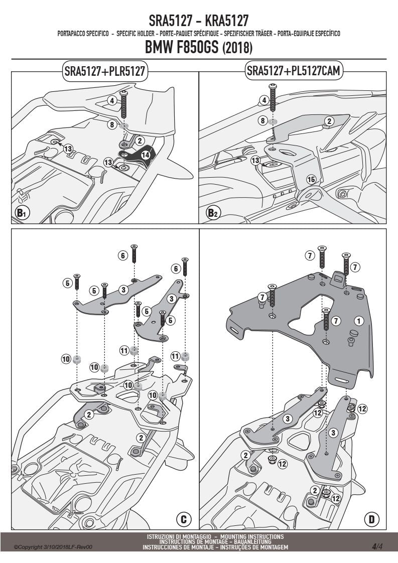 KAPPA STELAŻ KUFRA CENTRALNEGO BMW F 750 GS (18-23),f 800 GS (24-25) F 850 GS (18-23) ALUMINIOWY MONOKEY – zdjęcie 5