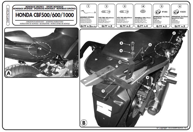 KAPPA STELAŻ KUFRA CENTRALNEGO HONDA CBF 500 (04-12),CBF 600S/N (04-12),CBF 1000/ABS (06-09) ( BEZ PŁYTY ) – zdjęcie 2