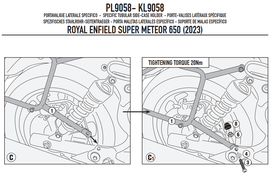 KAPPA STELAŻ KUFRÓW BOCZNYCH MONOKEY ROYAL ENFIELD SUPER METEOR 650 '23-'25, - RÓWNIEŻ POD KUFRY MONOKEY KMS K'MISSION ALU – zdjęcie 3