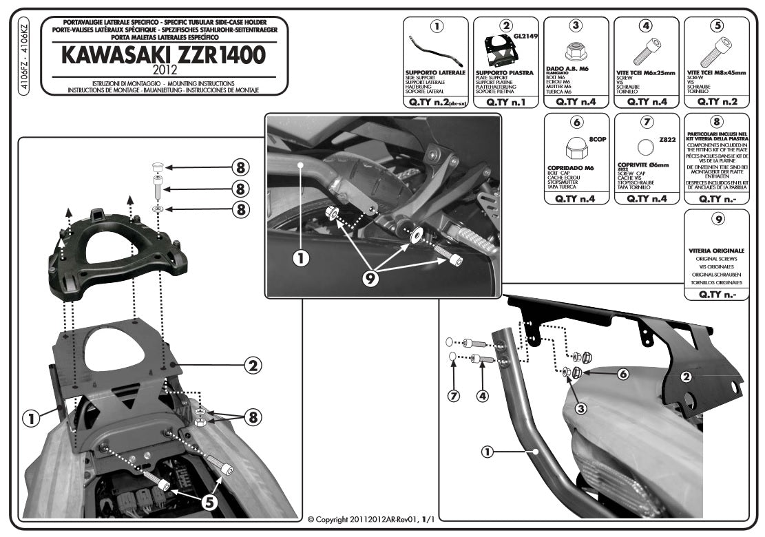 KAPPA STELAŻ KUFRA CENTRALNEGO KAWASAKI ZZR 1400 (12-15) ( BEZ PŁYTY )