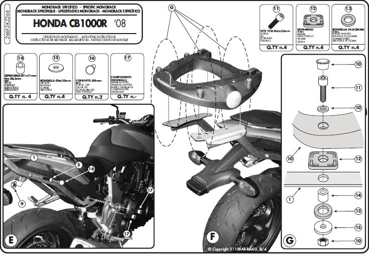 KAPPA STELAŻ KUFRA CENTRALNEGO HONDA CB 1000R (08-17) ( BEZ PŁYTY ) – zdjęcie 4