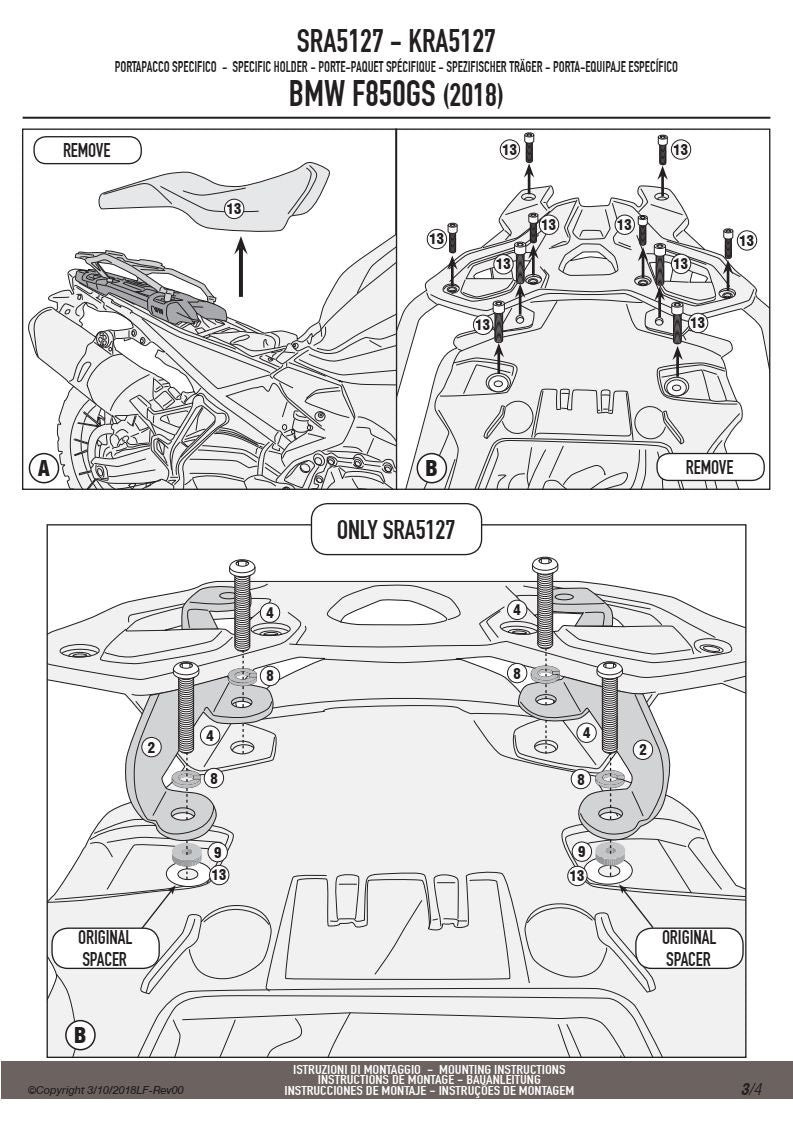 KAPPA STELAŻ KUFRA CENTRALNEGO BMW F 750 GS (18-23),f 800 GS (24-25) F 850 GS (18-23) ALUMINIOWY MONOKEY – zdjęcie 4