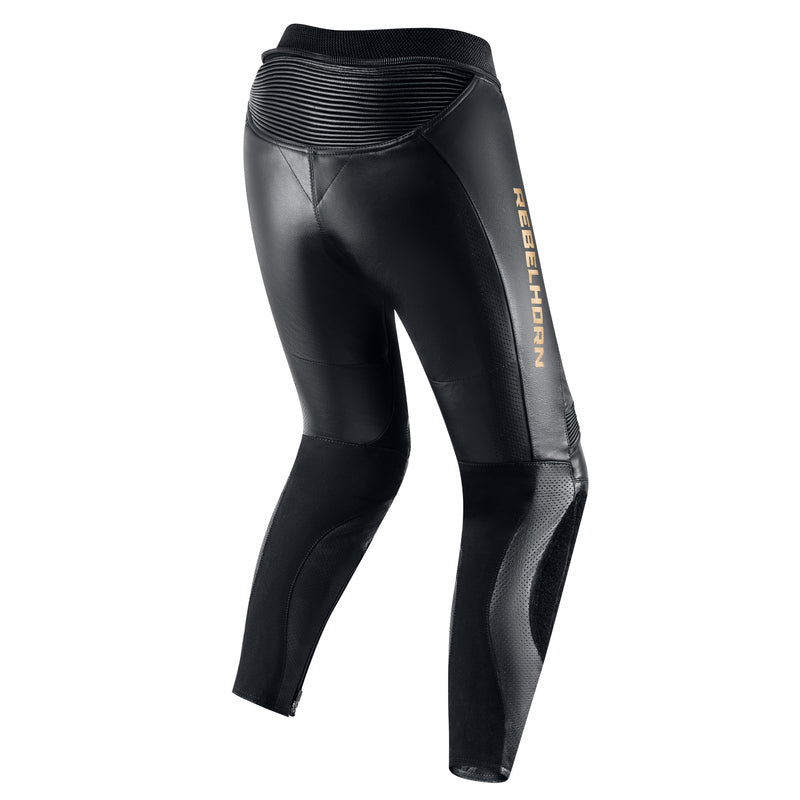SPODNIE MOTOCYKLOWE SKÓRZANE DAMSKIE REBELHORN REBEL BLACK GOLD W34