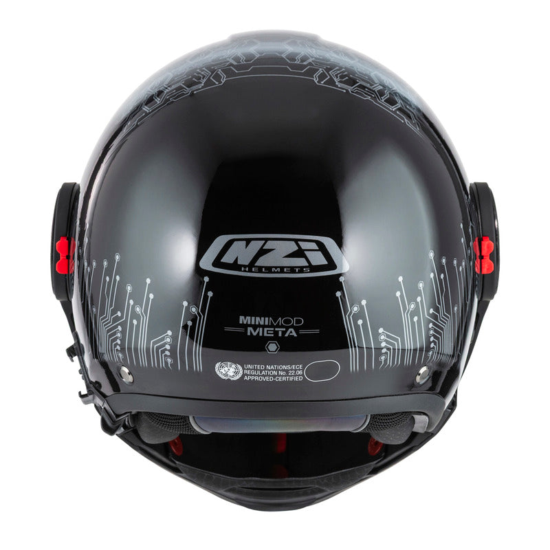 KASK MOTOCYKLOWY NZI MINIMOD DUO META BLACK SILVER XS
