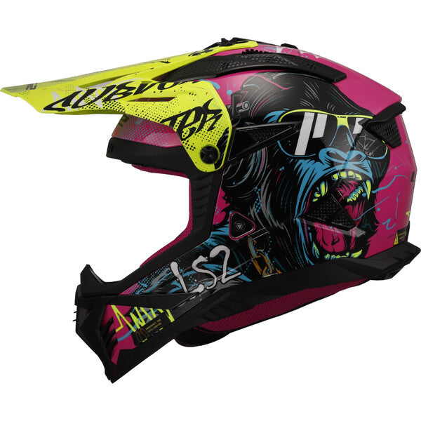 KASK LS2 MX708 FAST II GORILLA PURPLE H-V YEL