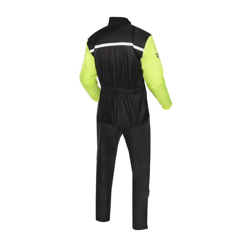 KOMBINEZON PRZECIWDESZCZOWY DWUCZĘŚCIOWY REBELHORN RAIN BLACK FLUO YELLOW
