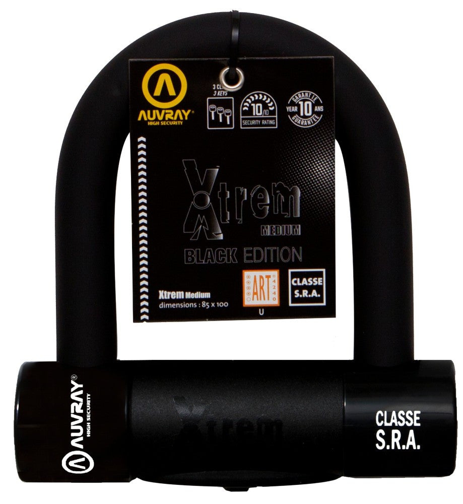 AUVRAY zapięcie U-LOCK XTREM MEDIUM BLACK EDITION - bolec 18mm, 155mm x 163mm (klasa S.R.A.)