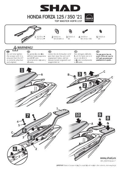 STELAŻ KUFRA TYŁ SHAD DO HONDA FORZA 125 / 300