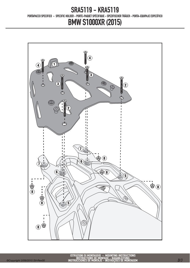 KAPPA STELAŻ KUFRA CENTRALNEGO BMW S 1000XR '15-'19 ALUMINIOWY MONOKEY – zdjęcie 4