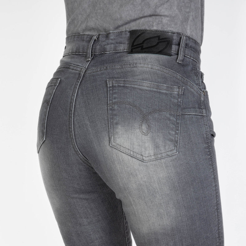 JEANSY MOTOCYKLOWE DAMSKIE OZONE STRIKER SLIM FIT WASHED GREY 24/30