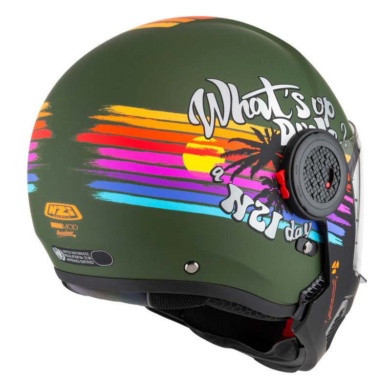 KASK MOTOCYKLOWY NZI MINIMOD DUO RAINBOW GREENBLACK SILVER MATT XS