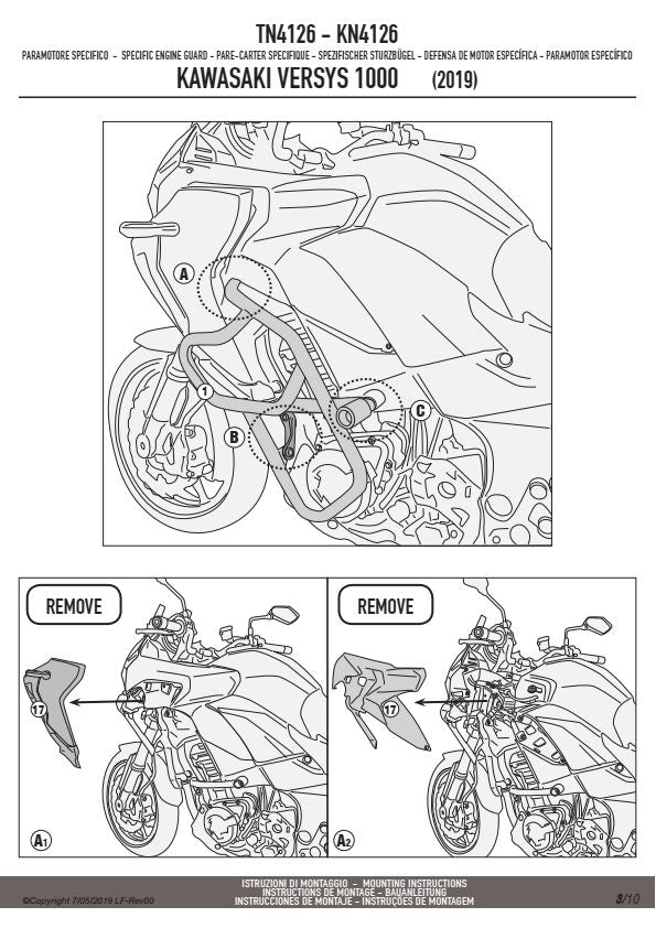 KAPPA GMOLE OSŁONY SILNIKA KAWASAKI VERSYS 1000 / VERSYS 1000 SE (19-24) VERSYS 1100 '25 CZARNE – zdjęcie 2