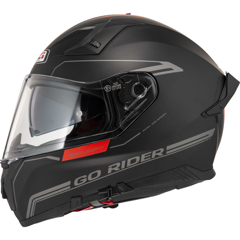 KASK MOTOCYKLOWY NZI GO RIDER STREAM DUO SOLID NOUVEAU BLACK RED MATT XS