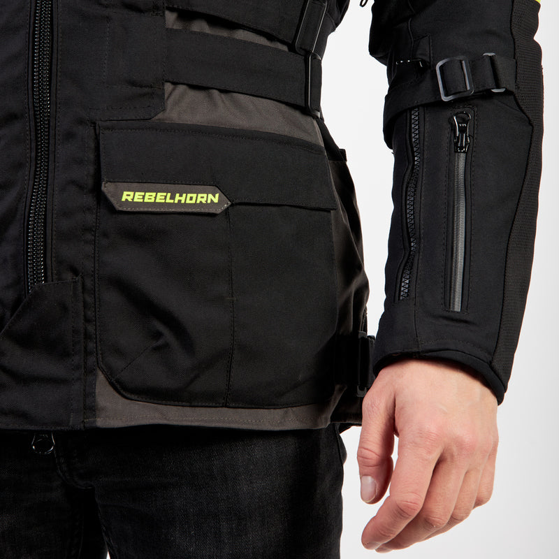 KURTKA MOTOCYKLOWA TEKSTYLNA REBELHORN PATROL BLACK FLUO YELLOW