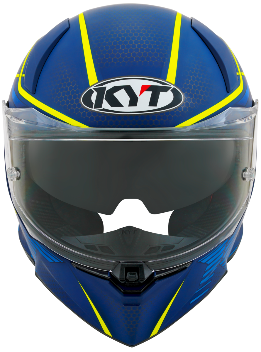 Kask Motocyklowy KYT R2R CONCEPT matowy niebieski/żółty ECE/ONU 22-06 – zdjęcie 2