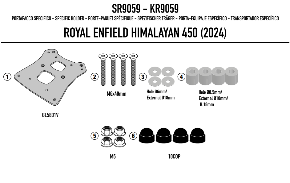 KAPPA STELAŻ KUFRA CENTRALNEGO ROYAL ENFIELD HYMALAYAN 450 '24-'25, (BEZ PŁYTY)