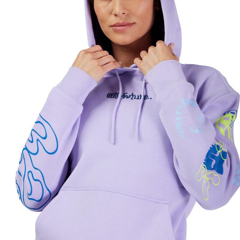 BLUZA Z KAPTUREM FOX LADY HELLO FUTURE FLEECE PO LILAC
