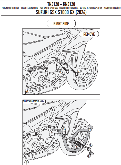 KAPPA GMOLE OSŁONY SILNIKA SUZUKI GSX S 1000 GX '24-'25, CZARNE – zdjęcie 2