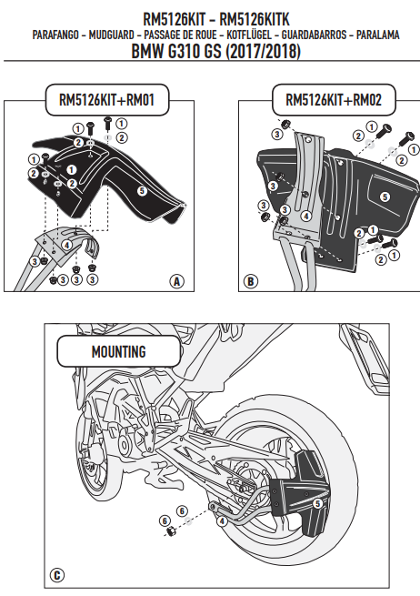 KAPPA MOCOWANIE BŁOTNIKA KRM01 I KRM02 BMW G 310GS '17-21 – zdjęcie 3