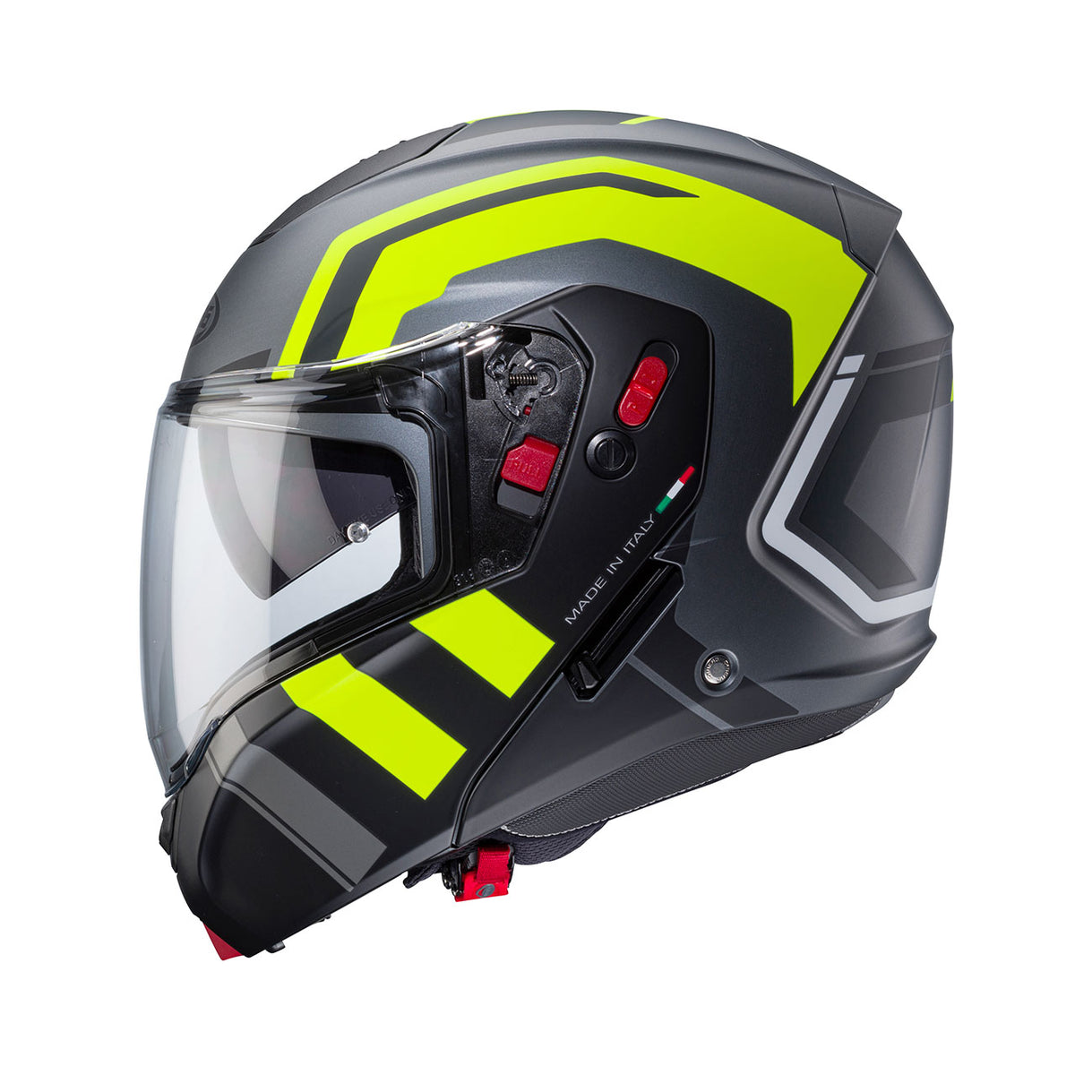 CABERG PROMOCJA KASK SZCZĘKOWY FLIP-UP MODEL HORUS X ROAD KOLOR SZARY MAT/CZARNY/ŻÓŁTY FLUO (PINLOCK W ZESTAWIE) – zdjęcie 2