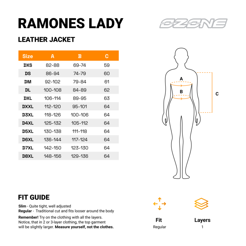 KURTKA MOTOCYKLOWA SKÓRZANA DAMSKA OZONE RAMONES BLACK WL