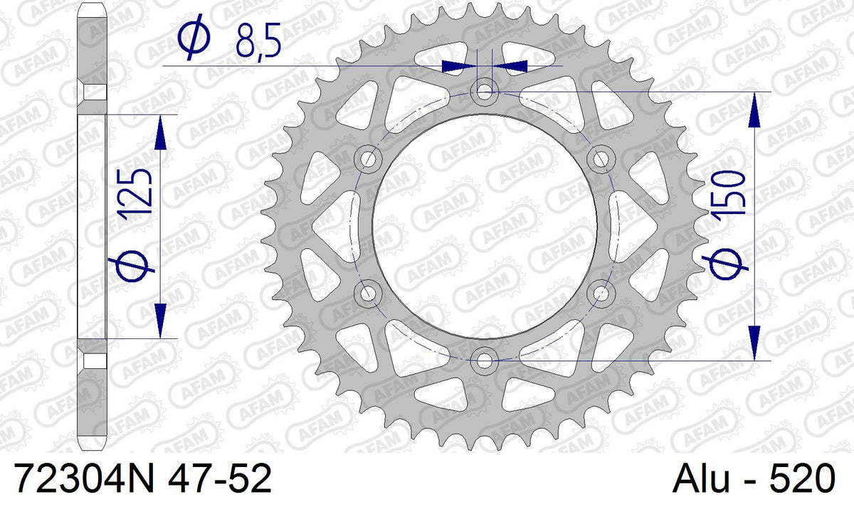 AFAM Zębatka tylna aluminiowa do łańcucha 520 kod 72304N-48