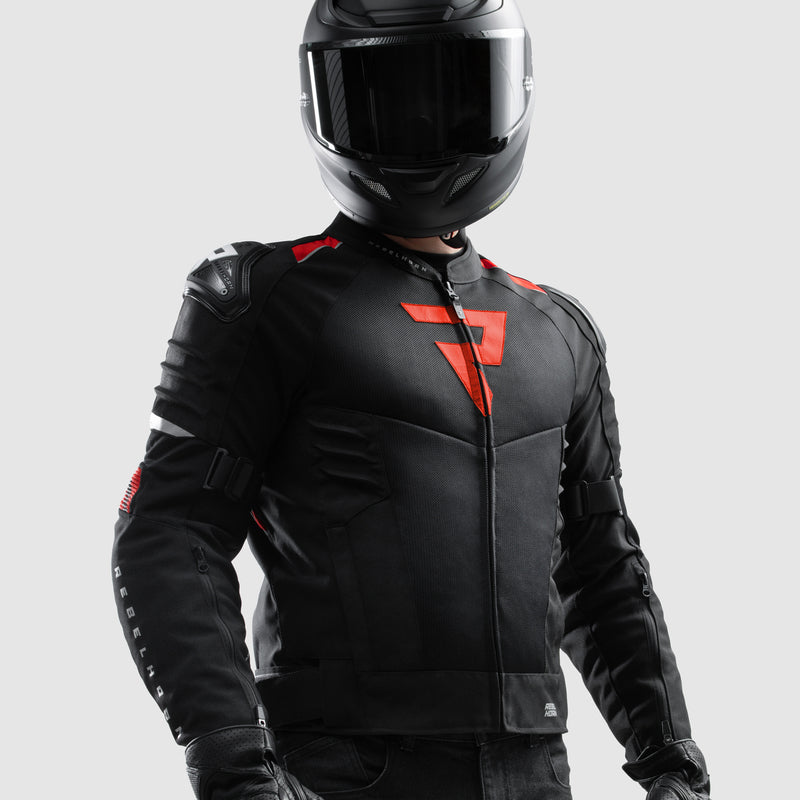 KURTKA MOTOCYKLOWA TEKSTYLNA REBELHORN VANDAL 2 AIR BLACK RED