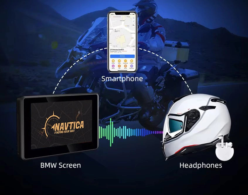Ekran nawigacyjny NAVTICA APEX ANDROID 14 z GOOGLE PLAY 5' Android Auto / Apple CarPlay do motocykla BMW + UNIWERSALNY