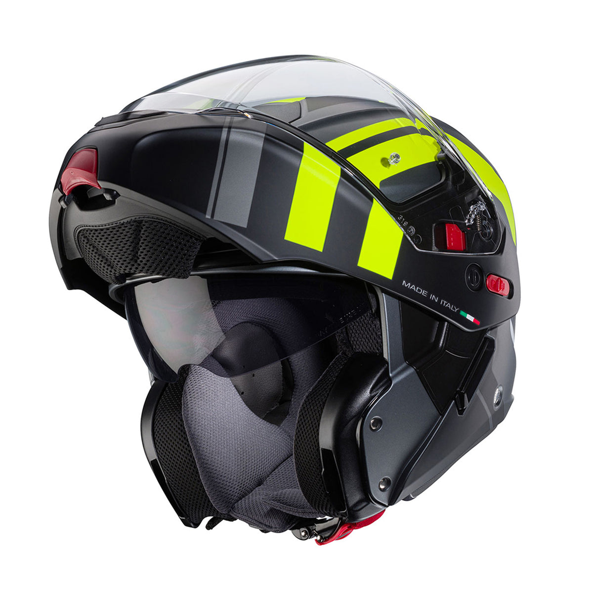 CABERG PROMOCJA KASK SZCZĘKOWY FLIP-UP MODEL HORUS X ROAD KOLOR SZARY MAT/CZARNY/ŻÓŁTY FLUO (PINLOCK W ZESTAWIE) – zdjęcie 3