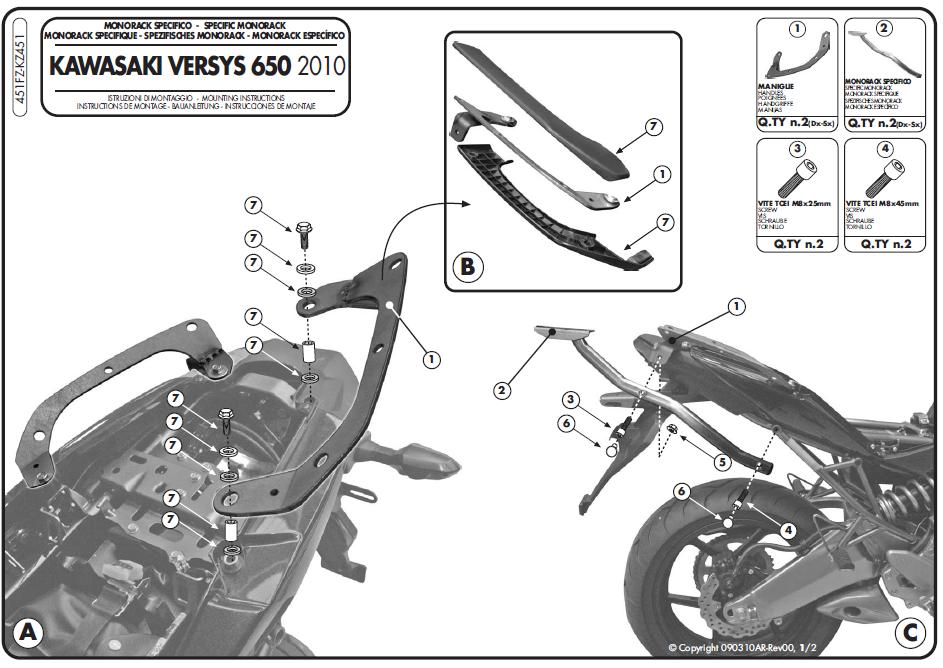 KAPPA STELAŻ KUFRA CENTRALNEGO KAWASAKI VERSYS 650 (10-14) ( BEZ PŁYTY ) – zdjęcie 2