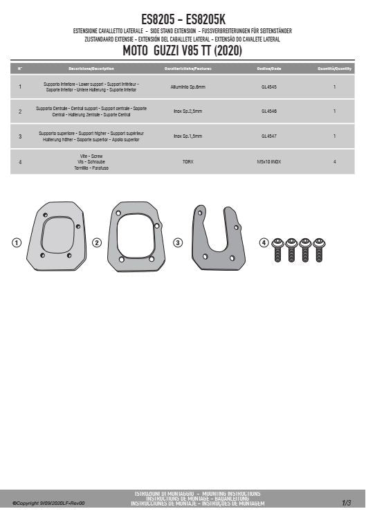 KAPPA POSZERZENIE STOPKI BOCZNEJ MOTO GUZZI V85 TT '13-'25 – zdjęcie 3