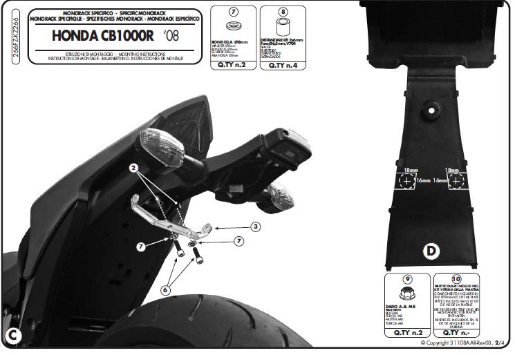 KAPPA STELAŻ KUFRA CENTRALNEGO HONDA CB 1000R (08-17) ( BEZ PŁYTY ) – zdjęcie 3