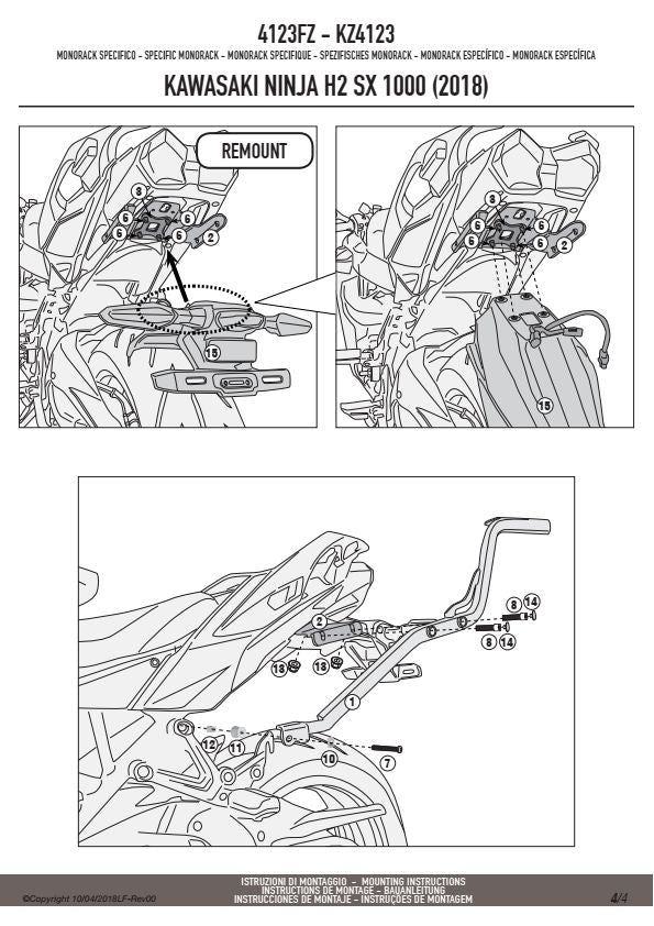 KAPPA STELAŻ KUFRA CENTRALNEGO KAWASAKI Ninja H2 SX (18-25) ( BEZ PŁYTY ) – zdjęcie 4