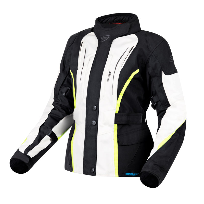 KURTKA MOTOCYKLOWA TEKSTYLNA DAMSKA OZONE SAHARA BLACK GREY FLUO YELLOW WXS