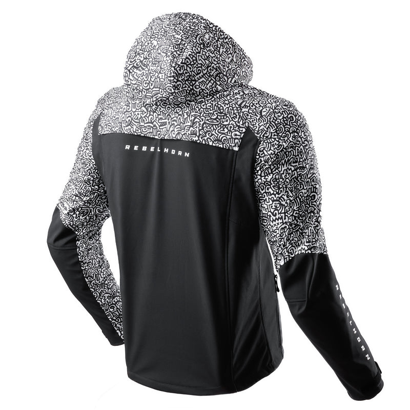 KURTKA MOTOCYKLOWA TEKSTYLNA REBELHORN SLASH NORIAKI BLACK WHITE SOFTSHELL