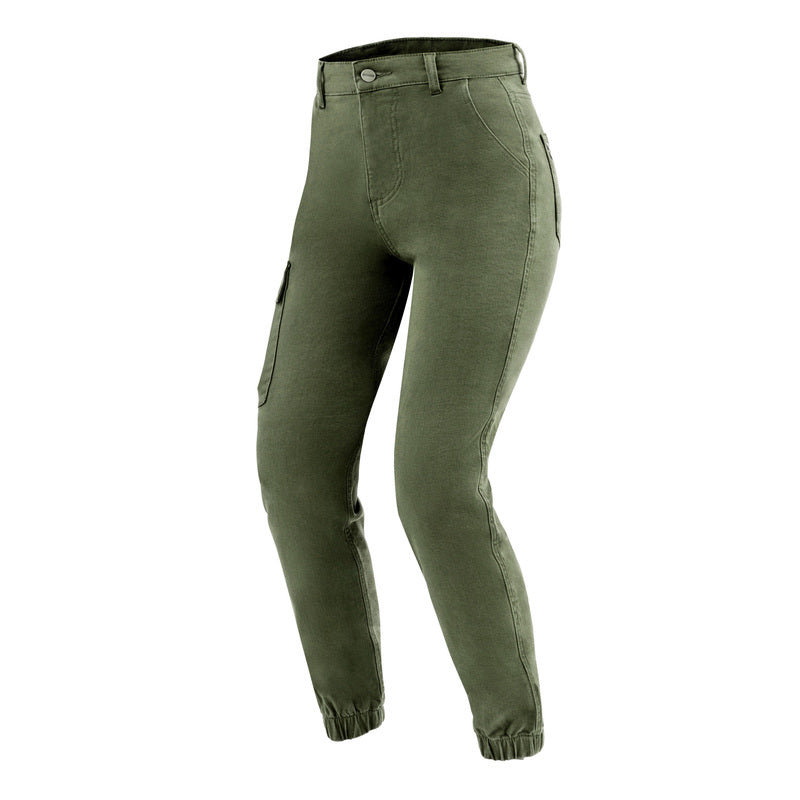 JEANSY MOTOCYKLOWE DAMSKIE OZONE JANE JOGGER FIT OLIVE 26/30