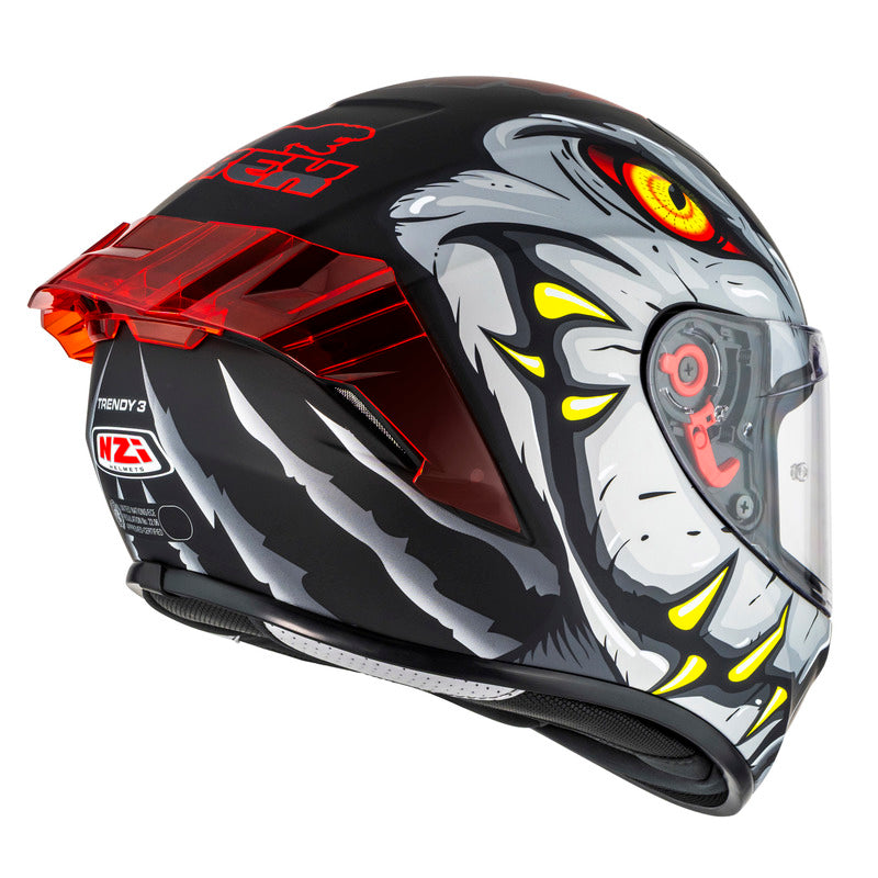 KASK MOTOCYKLOWY NZI TRENDY STREAM RAPTOR BLACK GREY RED S MATT XS