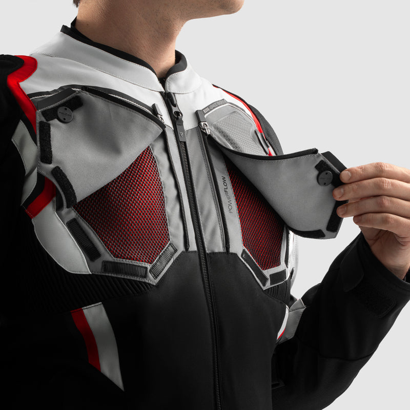 KURTKA MOTOCYKLOWA TEKSTYLNA REBELHORN BORG 2 BLACK GREY RED