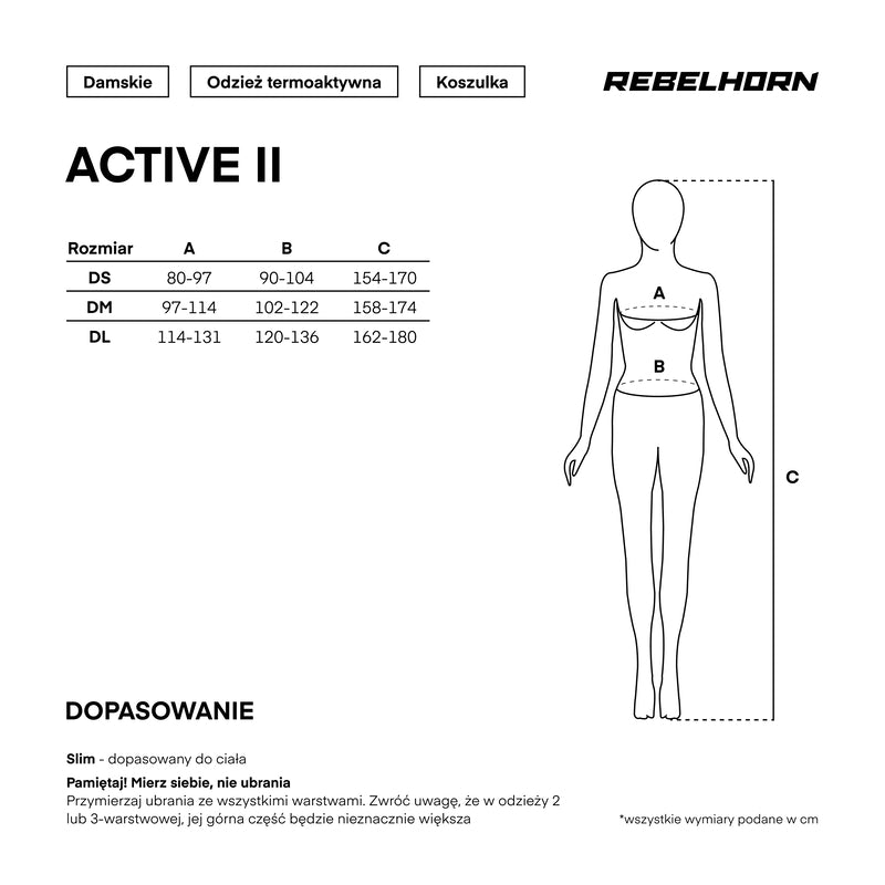 KOSZULKA TERMOAKTYWNA Z DŁUGIM RĘKAWEM DAMSKA REBELHORN ACTIVE 2 BLACK GREY WS