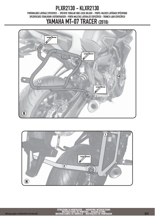 KAPPA STELAŻ KUFRÓW BOCZNYCH SZYBKIEGO MONTAŻU MONOKEY SIDE YAMAHA MT 07 TRACER '16-'19, TRACER 7/7 GT '20-'24 - TYLKO POD KUFRY K33N K'ROAD