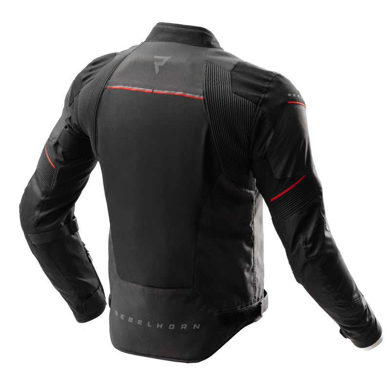 KURTKA MOTOCYKLOWA TEKSTYLNA REBELHORN SWIFT BLACK DARK GREY RED