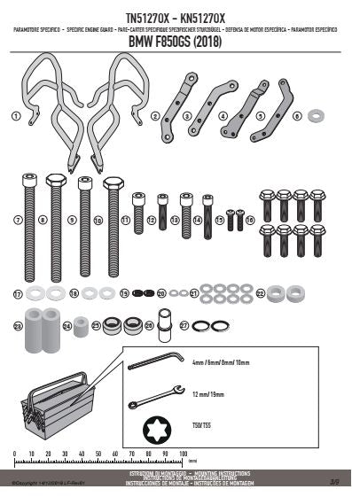 KAPPA GMOLE OSŁONY SILNIKA BMW F 750GS (18-19) STAL NIERDZEWNA