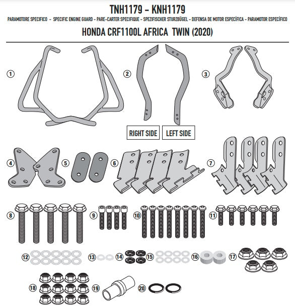 KAPPA GMOLE OSŁONY SILNIKA HONDA CRF 1100L Africa Twin '20-'23 CZARNE - GÓRNE – zdjęcie 3