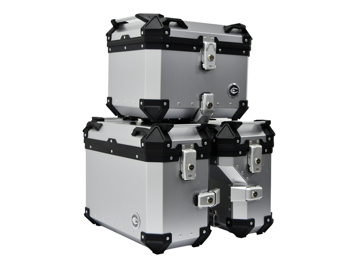 ZESTAW 3 KUFRÓW ALUMINIOWYCH (30L ASYMETRYCZNY + 36L + 45L) COOCASE SREBRNY Z TORBĄ WEWNĘTRZNĄ – zdjęcie 2