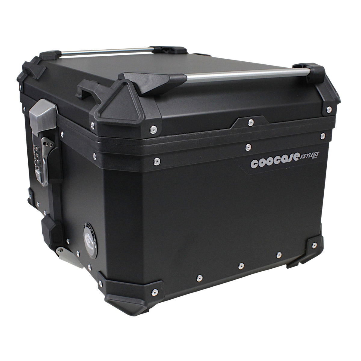 KUFER CENTRALNY ALUMINIOWY COOCASE 55L KEYLESS Z WYSUWANYM OPARCIEM CZARNY – zdjęcie 3