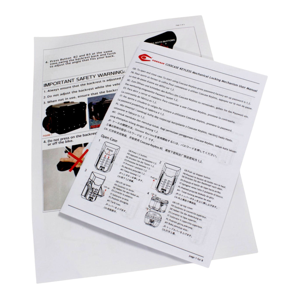 KUFER CENTRALNY ALUMINIOWY COOCASE 55L KEYLESS Z WYSUWANYM OPARCIEM CZARNY – zdjęcie 13