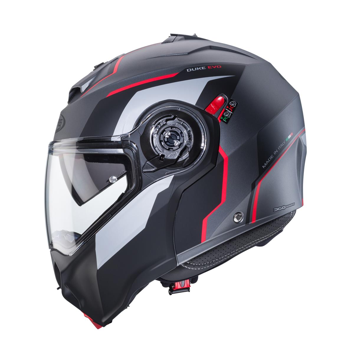 CABERG KASK SZCZĘKOWY FLIP-UP MODEL DUKE EVO MOVE KOLOR SZARY MAT/CZARNY/CZERWONY (PINLOCK W ZESTAWIE) – zdjęcie 4