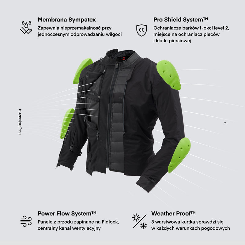 KURTKA MOTOCYKLOWA TEKSTYLNA REBELHORN RANGE BLACK