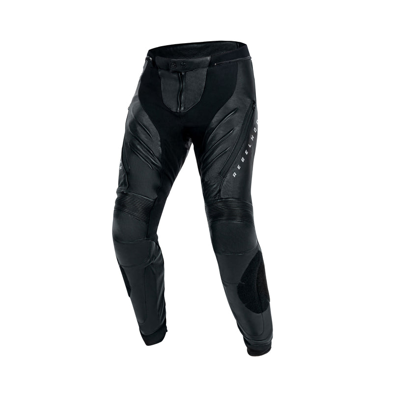 SPODNIE MOTOCYKLOWE SKÓRZANE REBELHORN VELOCE BLACK WHITE